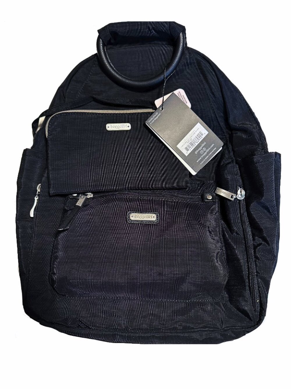 BAGGALLINI All Day AntiTheft RFID Protection Nylon Backpack + Wristlet BLACK 2PC